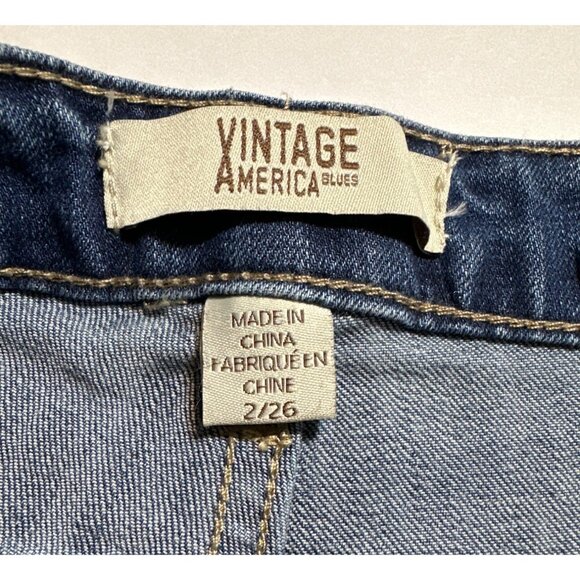 Coastal Retro Style Vintage America Blues Denim Shorts Size 2 Embroidered Flower - Picture 5 of 9